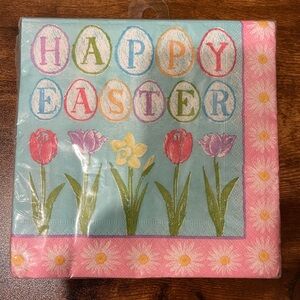 Pier 1 Happy Easter Napkins - Pink and Blue Floral Design